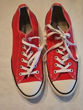 Unisex Converse Red Low-Top Canvas Sneakers with White Accents